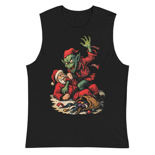 Funny Jiu Jitsu Christmas Tank Top, Sinch Stole Jitsmas BJJ Muscle Shirt, Jiu Jitsu Christmas Gift