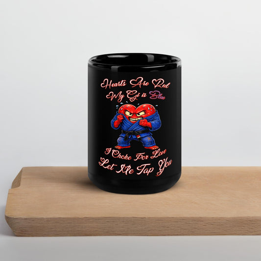 Funny Jiu Jitsu Mug, BJJ Valentine Gift, Hearts Are Red My Gi Is Blue, Let Me Tap You