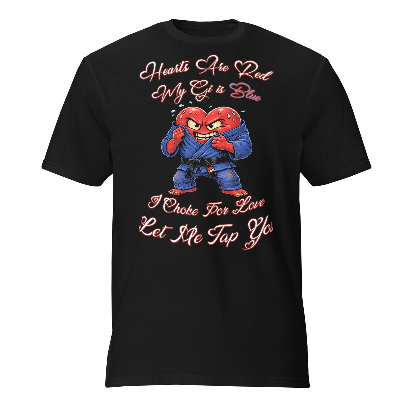 Funny Jiu Jitsu Valentines Shirt, BJJ Valentine Gift, Hearts Are Red My Gi Is Blue, Let Me Tap You