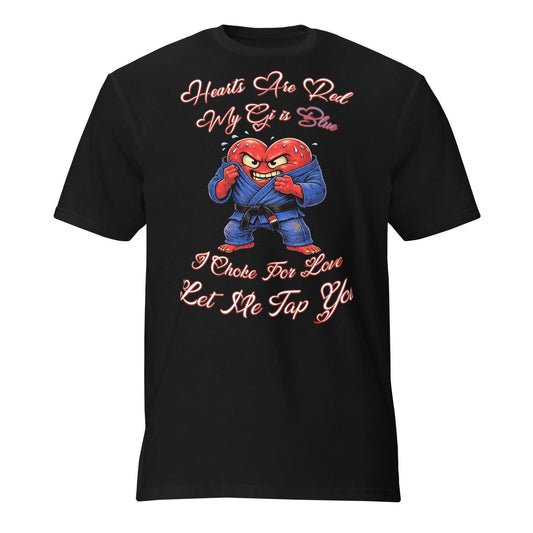 Funny Jiu Jitsu Valentines Shirt, BJJ Valentine Gift, Hearts Are Red My Gi Is Blue, Let Me Tap You
