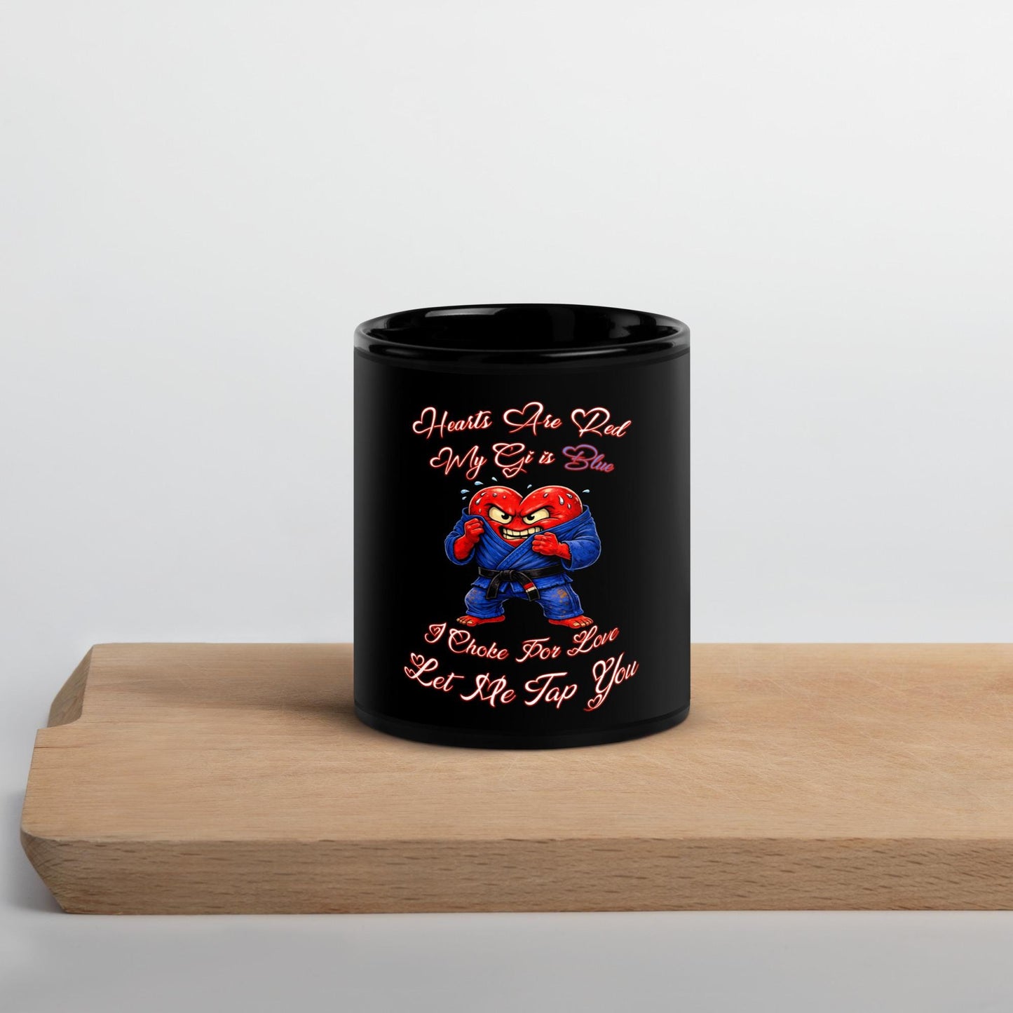 Funny Jiu Jitsu Mug, BJJ Valentine Gift, Hearts Are Red My Gi Is Blue, Let Me Tap You