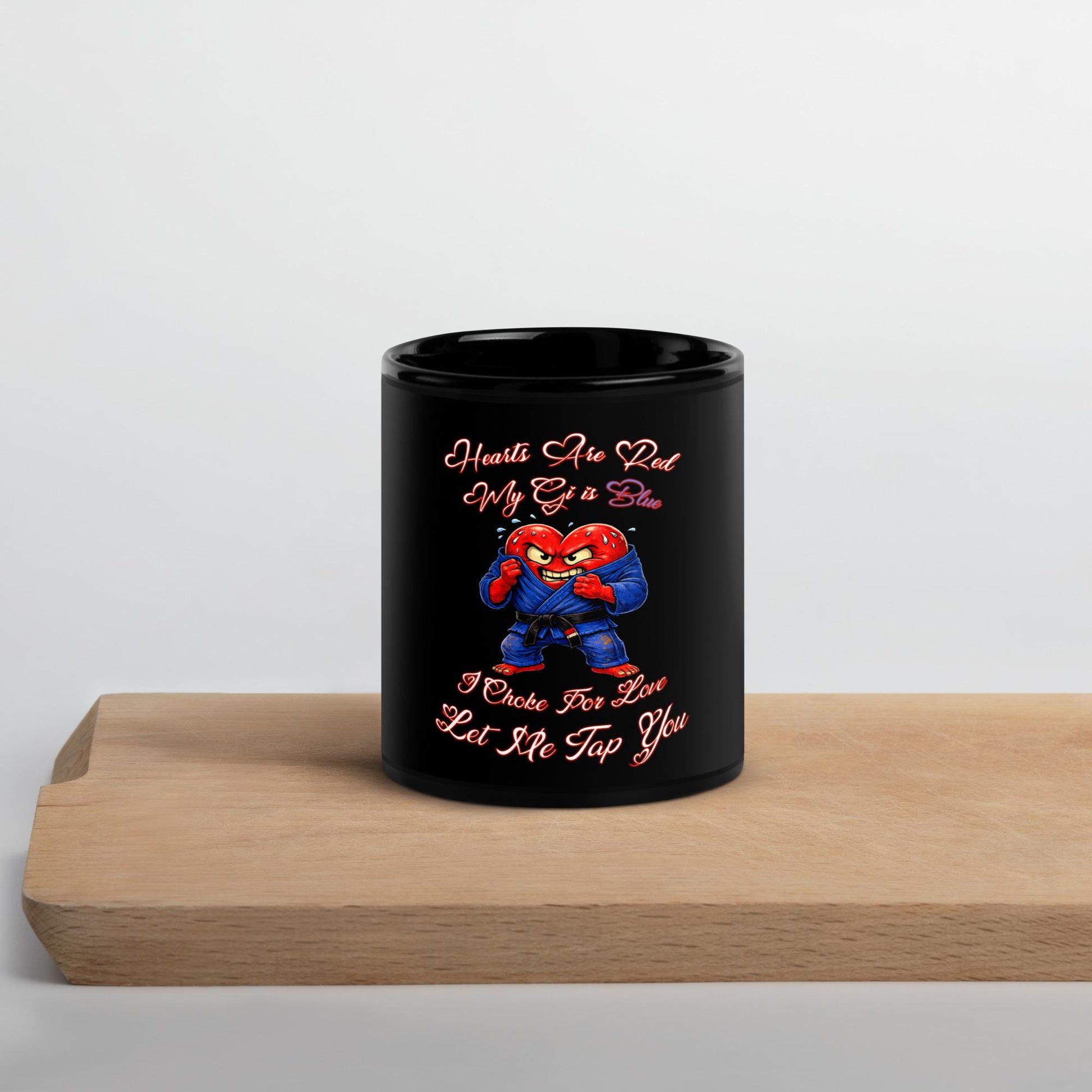 Funny Jiu Jitsu Mug, BJJ Valentine Gift, Hearts Are Red My Gi Is Blue, Let Me Tap You
