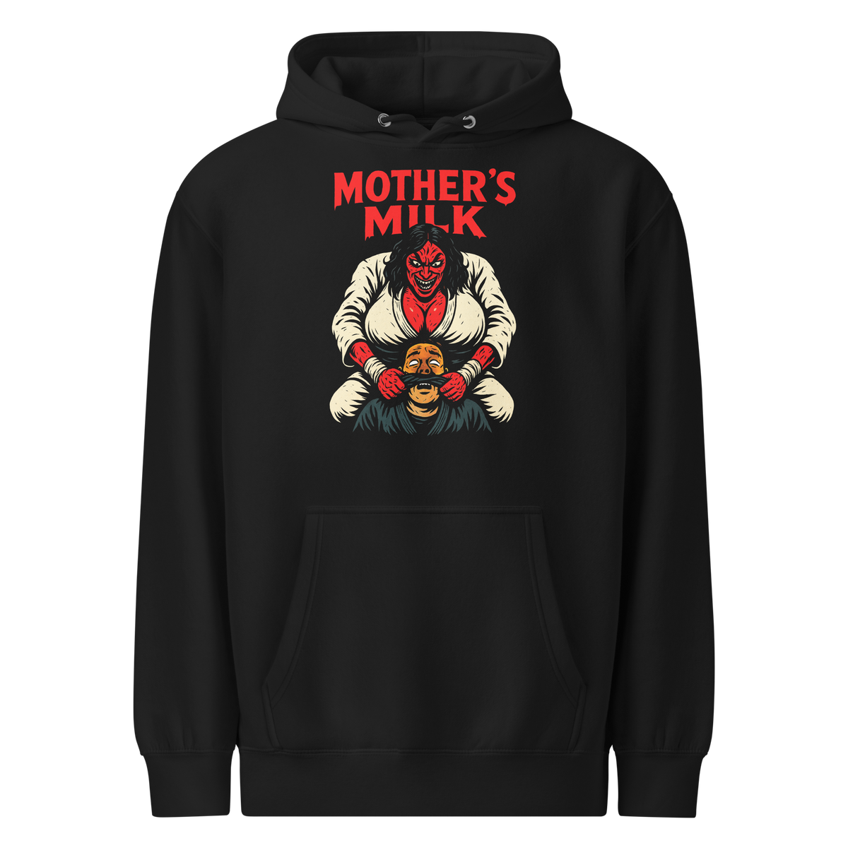 Mother's Milk BJJ Halloween hoodie in black, front view